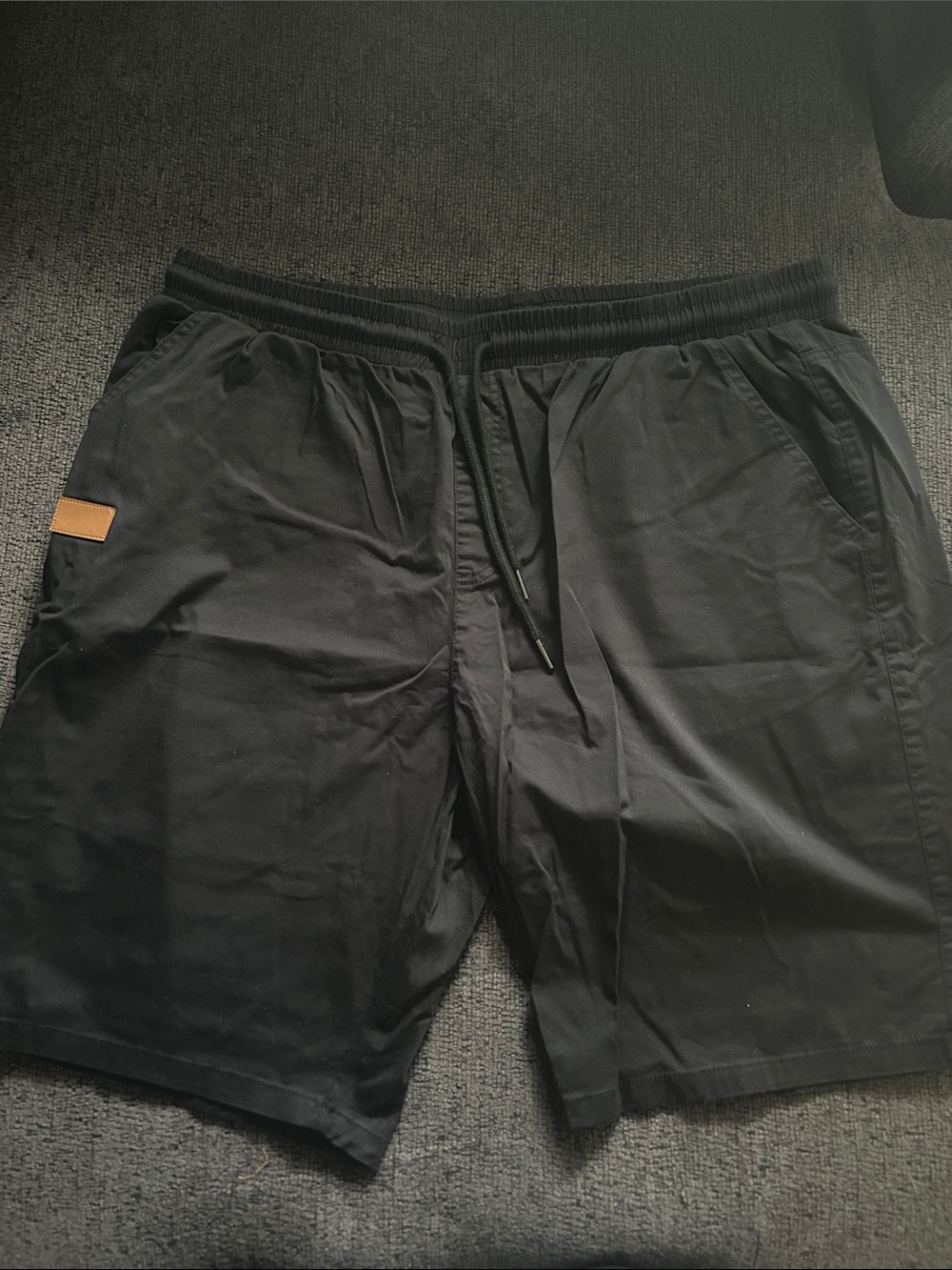 Men's Black Drawstring Hybrid Shorts with Contrast Tab